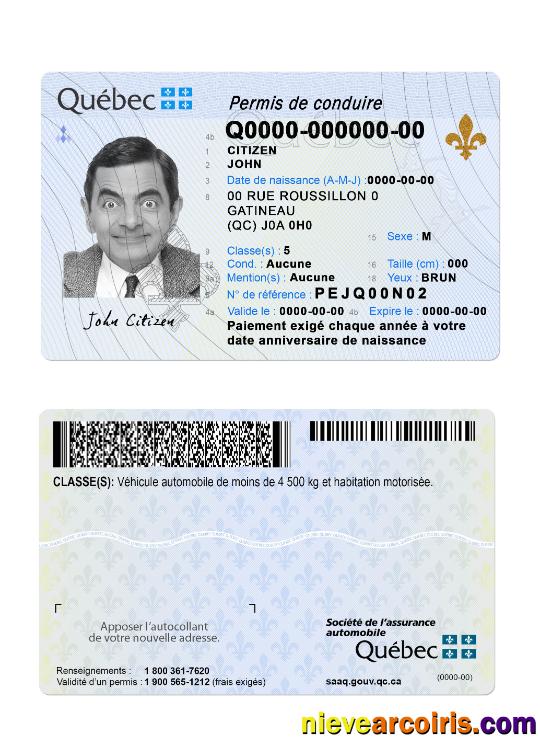 Canada Quebec new driving license